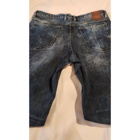Outpost Makers Relaxed Taper Jeans Men's 33x22 Acid Washed Denim Distressed Dark - Picture 12 of 14